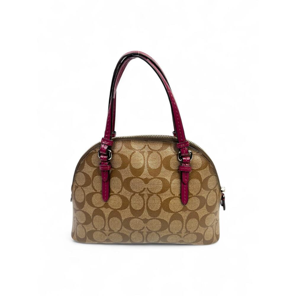 Coach Signature Dome Satchel with Magenta Patent Leather Trim - Picture 7 of 16